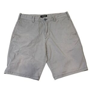 Express Classic Fit Mens Chino Shorts Light Gray Cotton Size 31
